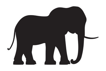 Black silhouette of Elephant. Elephant silhouette vector.