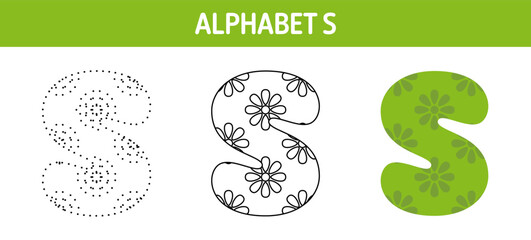 Alphabet S tracing and coloring worksheet for kids