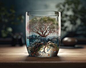 Stunning illustration of Life in a Glass with Generative AI
