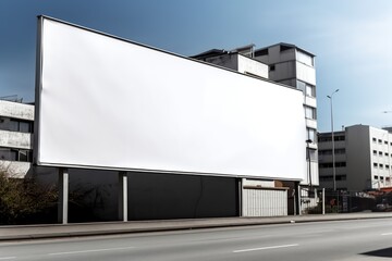 Blank billboard. Mockup. Blank banner. Outdoor billboard mockup, outdoor advertising poster with city and sky background. Generative AI