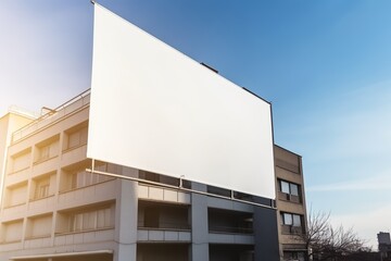 Obraz premium Blank billboard. Mockup. Blank banner. Outdoor billboard mockup, outdoor advertising poster with city and sky background. Generative AI