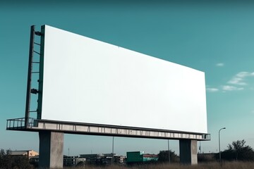 Obraz premium Blank billboard. Mockup. Blank banner. Outdoor billboard mockup, outdoor advertising poster with city and sky background. Generative AI