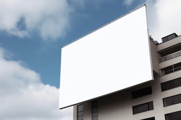 Obraz premium Blank billboard. Mockup. Blank banner. Outdoor billboard mockup, outdoor advertising poster with city and sky background. Generative AI