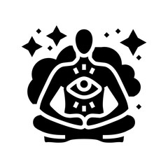 transcendental meditation yoga glyph icon vector illustration
