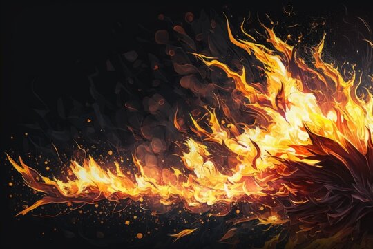 massive fireball with intense flames bursting out. Generative AI