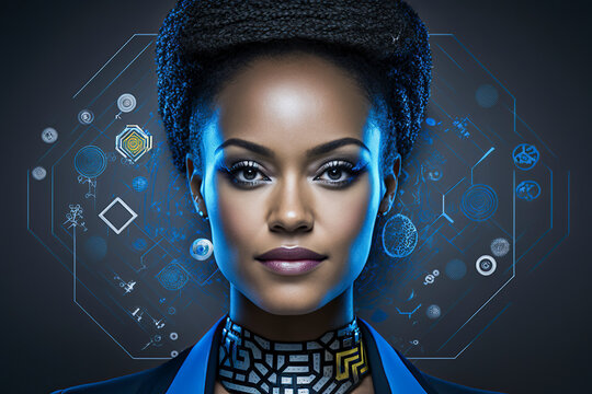 Celebrating the Beauty and Strength of Black Women in Cyberspace, ai generative