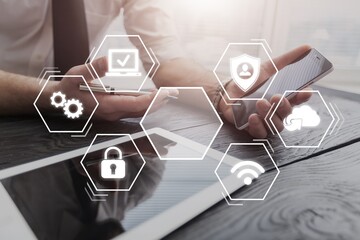 Zero trust concept, Business Person work on computer