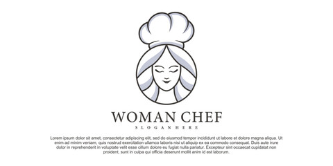 Modern chef woman logo design vector Premium Vektor