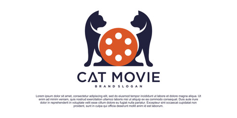 Modern cat movie logo icon vector