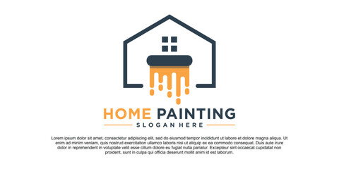 Minimalist house paint logo template design Premium Vektor