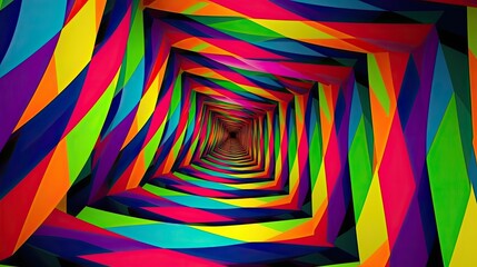 Optical illusion with vibrant colors and mind bending design created with generative AI technology