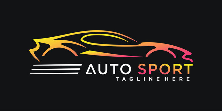 Luxury gradient car sport logo design illustration Premium Vektor