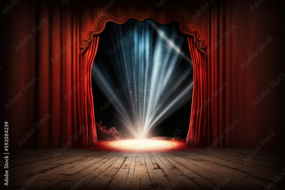 Canvas Prints Magic theater stage red curtains. Show concept. AI generated, human enhanced