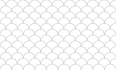The grey semicircle seamless pattern looks like a fish scale on white background. Vector Repeating Texture. - obrazy, fototapety, plakaty