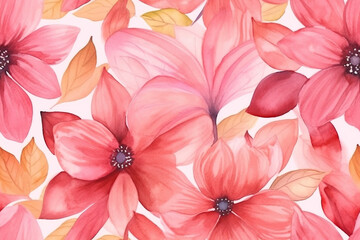 Generative AI: Delicate floral watercolor pattern for textiles and backgrounds,