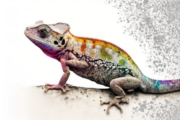 Obraz premium vibrant lizard perched on a rocky surface. Generative AI