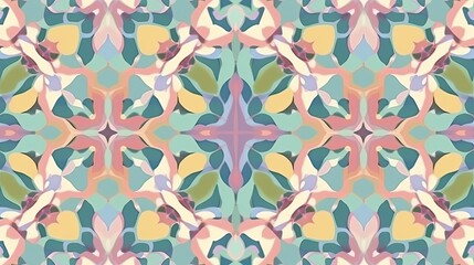 Kaleidoscopic patterns with a pastel color scheme and a playful style created with generative AI technology