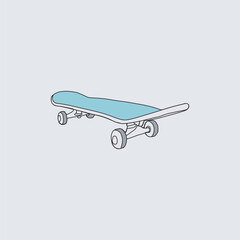 Continuous one line drawing of skateboard minimalism design vector illustration