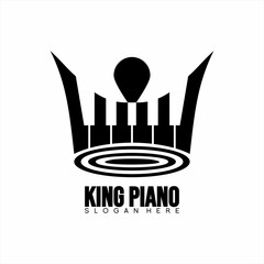 Crown and piano logo design. King piano logo. Unique concept logo design.