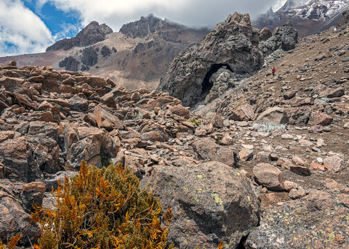 Entrance of the Templo Machay grotto in the flanks of the Chimborazo volcano