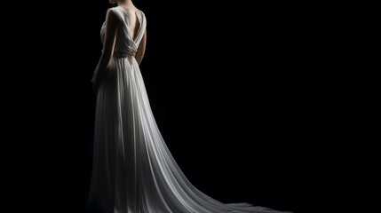 Wedding dress on a black background.generative ai