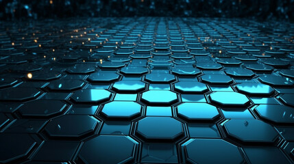 Abstract technology background with hexagons and glowing lines.generative ai