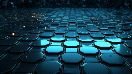 Fototapeta premium Abstract technology background with hexagons and glowing lines.generative ai