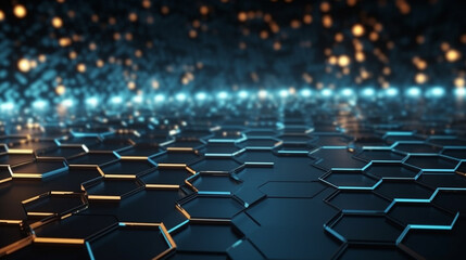 Obraz premium Abstract technology background with hexagons and glowing lines.generative ai