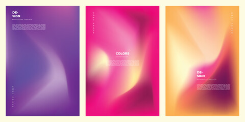 Colorful gradient mesh background template copy space set for poster, banner, brochure, flyer, cover, pamphlet, or leaflet design