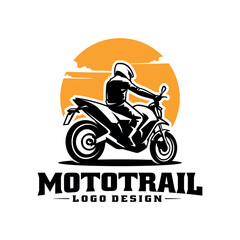 Biker riding adventure motorbike illustration logo vector