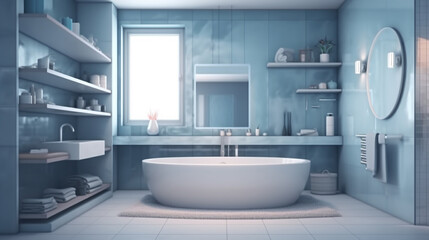 Naklejka na ściany i meble Bathroom interior design.generative ai
