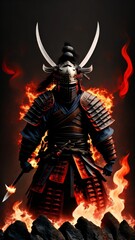 Samurai On Fire Phone Wallpaper 
