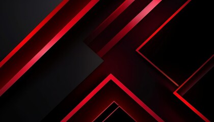 Black abstract diagonal overlap layers background with red light decoration. Generative ai