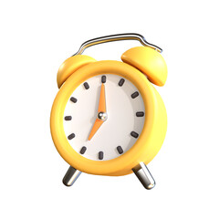 Alarm clock icon Simple 3D rendering illustration on a Transparent background