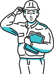 タブレット端末を持つ男性作業員