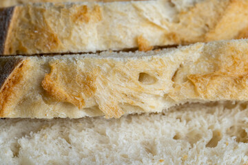 Sliced at home soft and fresh loaf of bread