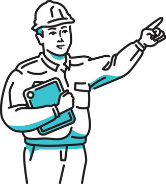 タブレット端末を持つ男性作業員