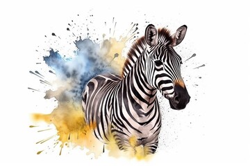 Obraz na płótnie Canvas Watercolor Aquarelle Painting Zebra African Safari Wildlife Artistic Display Generative AI