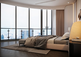 luxury hotel room, ed rendering.