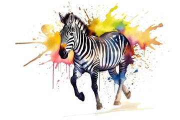 Zebra Watercolor Aquarelle Painting Captivating Wild Animal Art Depiction Generative AI