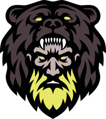 Berserker The Warrior Wearing Bear Head Skin Mascot Design