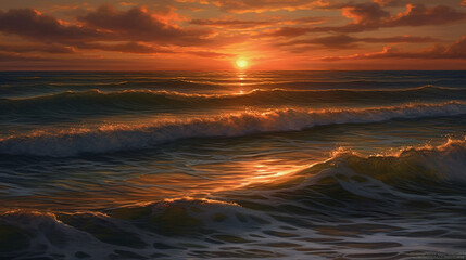 Fototapeta na wymiar Beautiful seascape. Sunset over the sea. generative ai