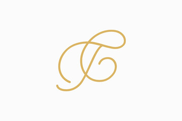 letter TC script logo design vector - obrazy, fototapety, plakaty