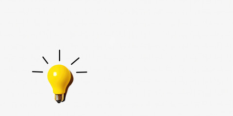 Yellow Innovative idea light bulb flat lay on white background - generative AI