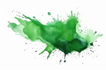 Green Aquarelle Watercolor Splash Isolated Artistic Feature White Background Generative AI
