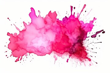 Aquarelle Watercolor Pink Splash Isolated White Background Creative Detail Generative AI