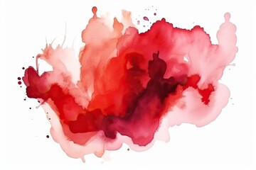Red Aquarelle Watercolor Splash Isolated Creative Element White Background Generative AI