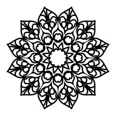 Flower Mandala vector illustration. Oriental pattern, vintage decorative elements. Islam, Arabic, Indian, moroccan, turkish ottoman motifs Coloring page.