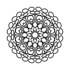 Flower Mandala vector illustration. Oriental pattern, vintage decorative elements. Islam, Arabic, Indian, moroccan, turkish ottoman motifs Coloring page.