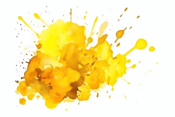 Watercolor Aquarelle Yellow Splash Isolated Artistic Touch White Background Generative AI